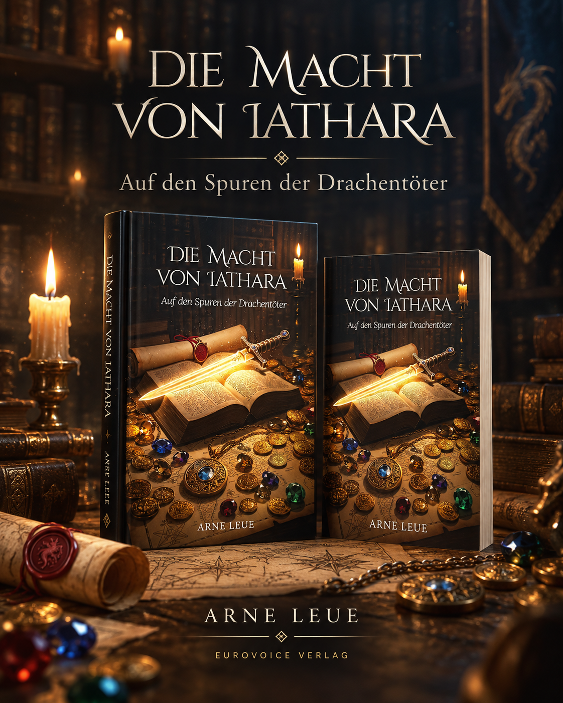 Covermotiv von Die Macht von Iathara mit Hardcover und Taschenbuch